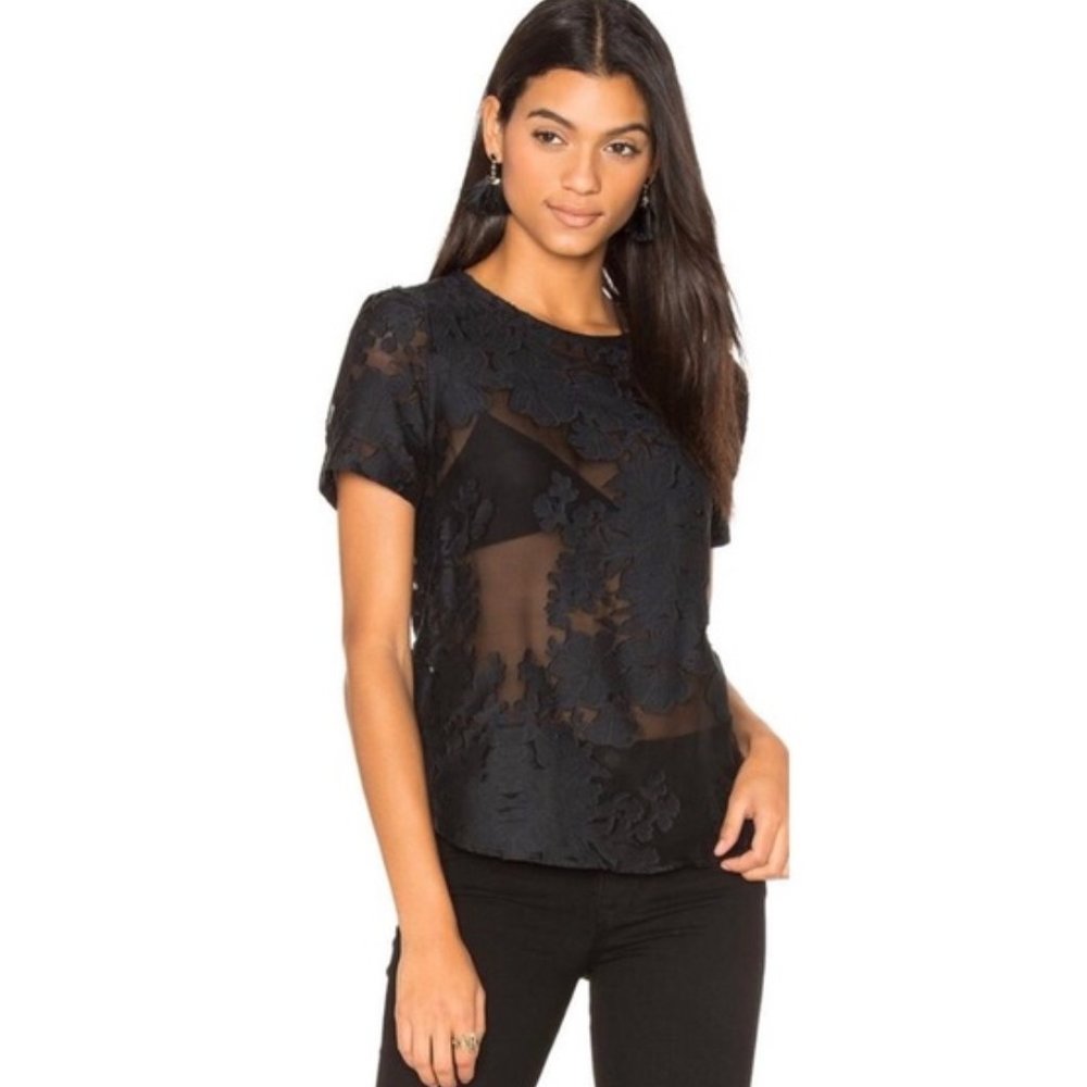 Equipment Riley Burnout Lace Tee in True Black